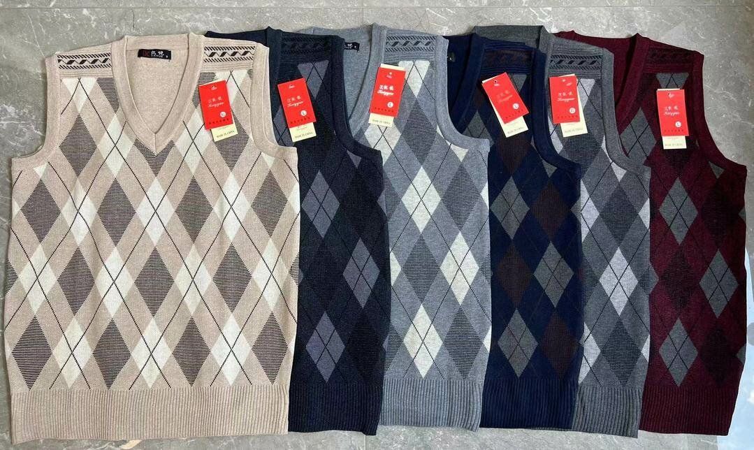 Gilet en maille à carreaux