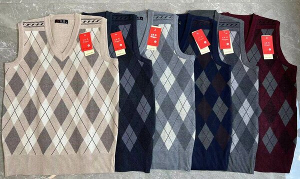 Gilet en maille à carreaux