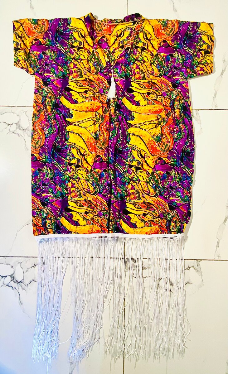 Robe Kaftan Frangée Colorée