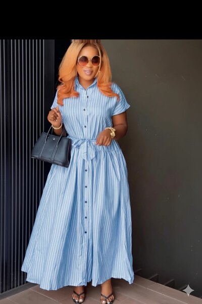 Robe longue chemise rayée élégante