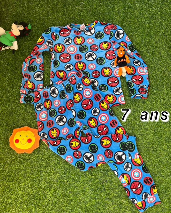 Pyjama chaud enfant "Marvel bleu" 7 ans