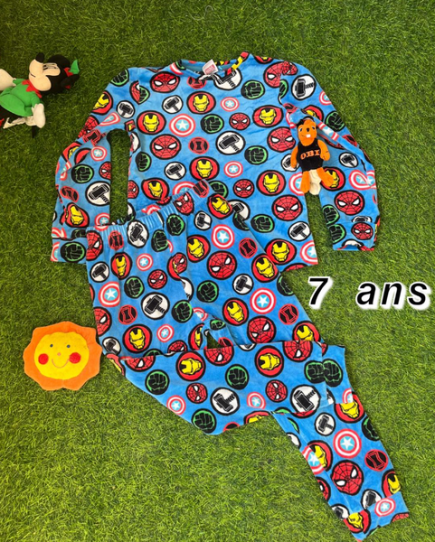 Pyjama chaud enfant "Marvel bleu" 7 ans