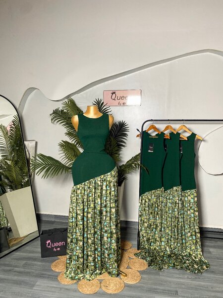 Robe longue verte élégante