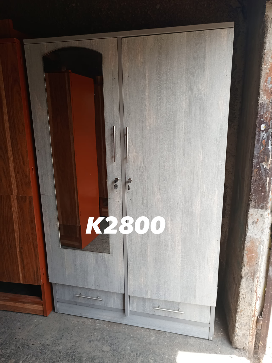 gray wardrobe with mirror 1 section