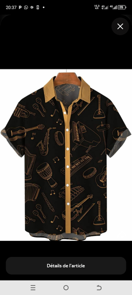 Chemise musicale homme