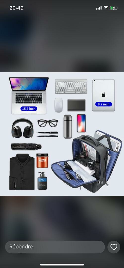 Sac à dos anti-vol USB moderne