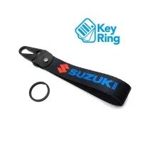 1-PC Motorcycle Car Collectable Strap Embroidery Keyring Keychain For Honda Yamaha Suzuki Ducati BMW Aprilia Kawasaki Benelli Yari Mitsubish Suzuki Black with Key Ring Key Chain