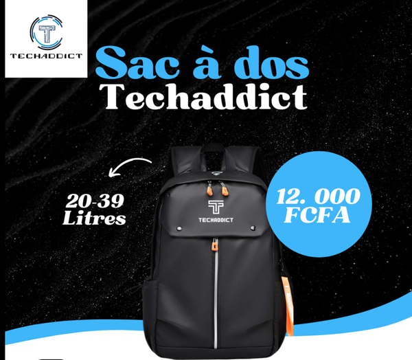 Sac à dos Multifonctions TECHADDICT grande résistance – Unisexe - réfléchissant _ NOIR