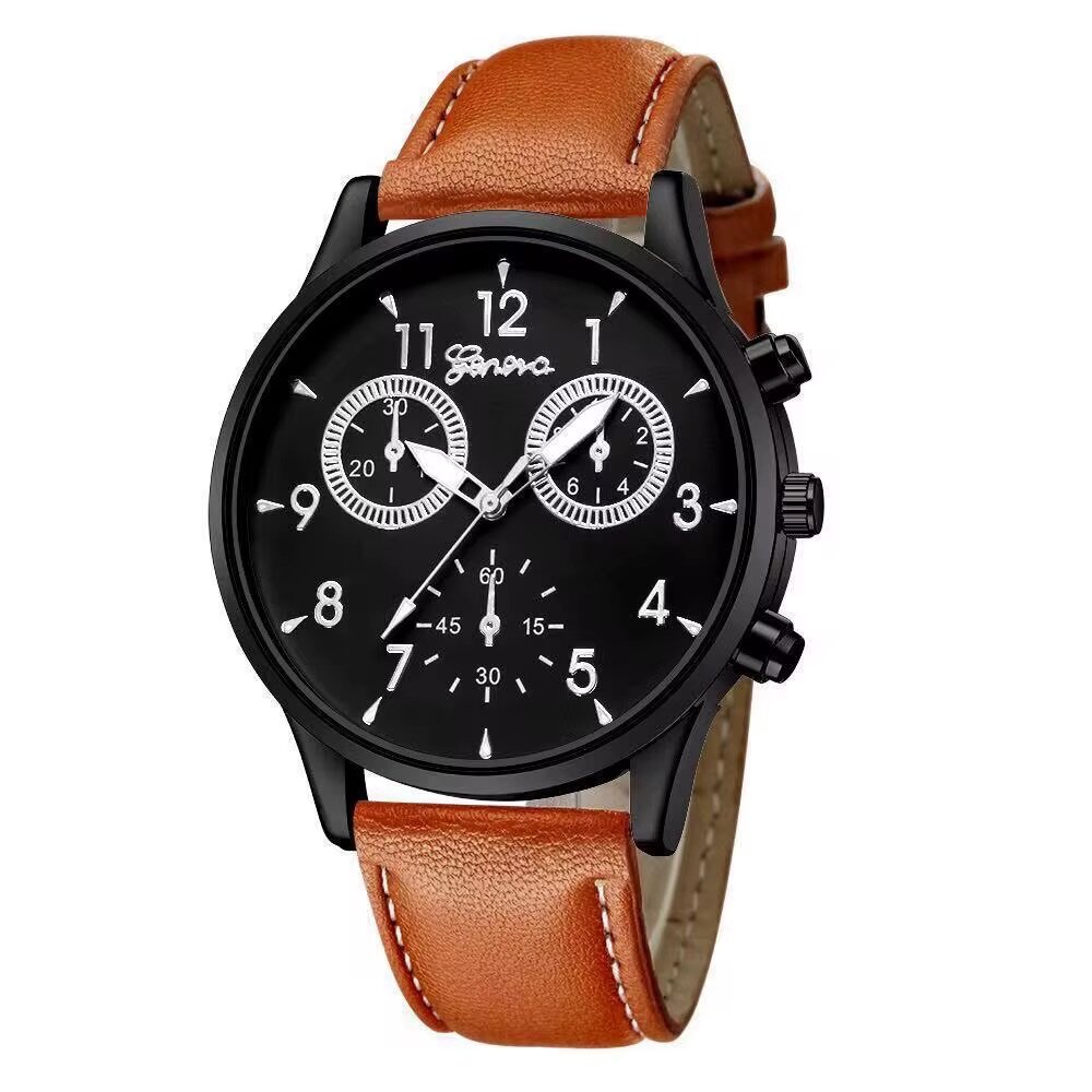 Montre élégante avec bracelet en cuir