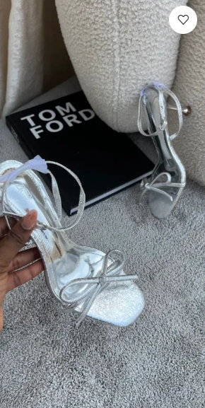 Marina Silver tie ankle strap midlength