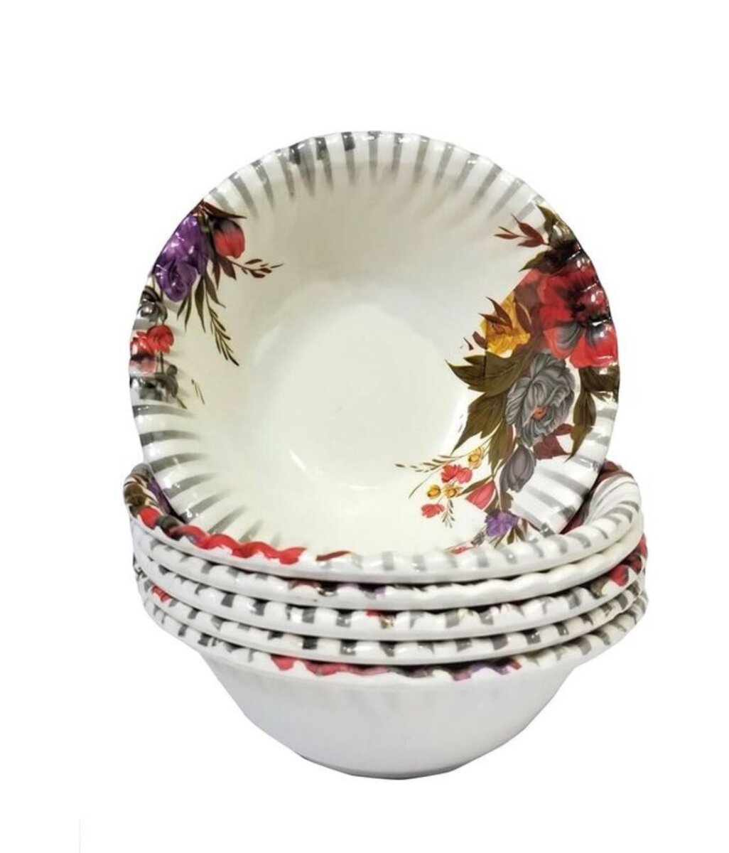 6 Pieces Hard Plastic Food Bowls - Multicolor