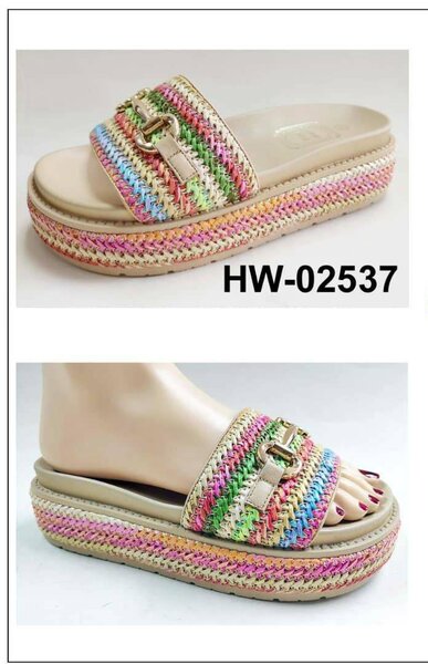 Sandales compensées multicolores