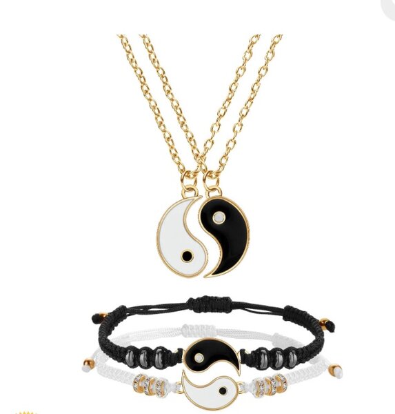 Hicarer Yin Yang Friend or Couple Bracelet & Necklace Set -