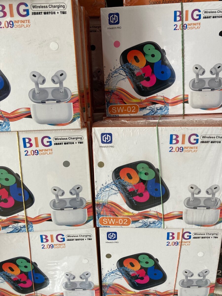 BIG SW-02 Smartwatch and AirPods