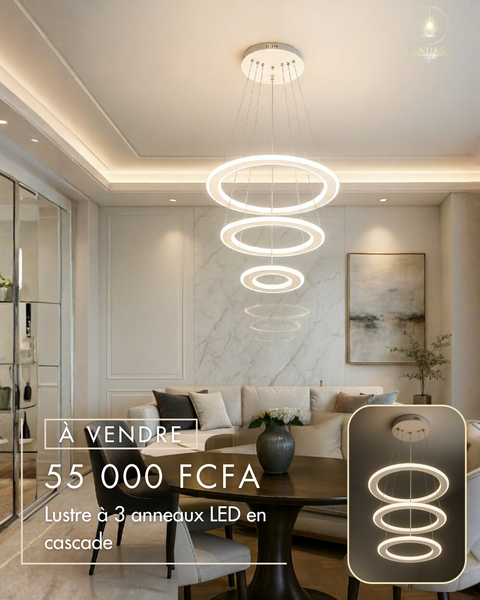 Lustre LED 3 Anneaux Cascade