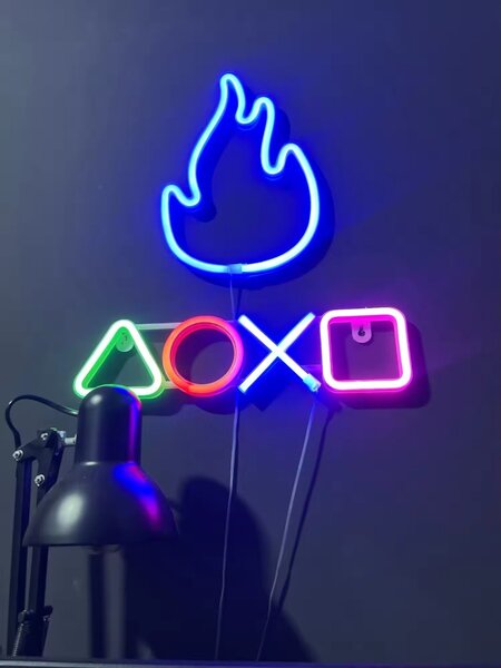 Neon PlayStation Icon Light Sign for Wall and Desk
