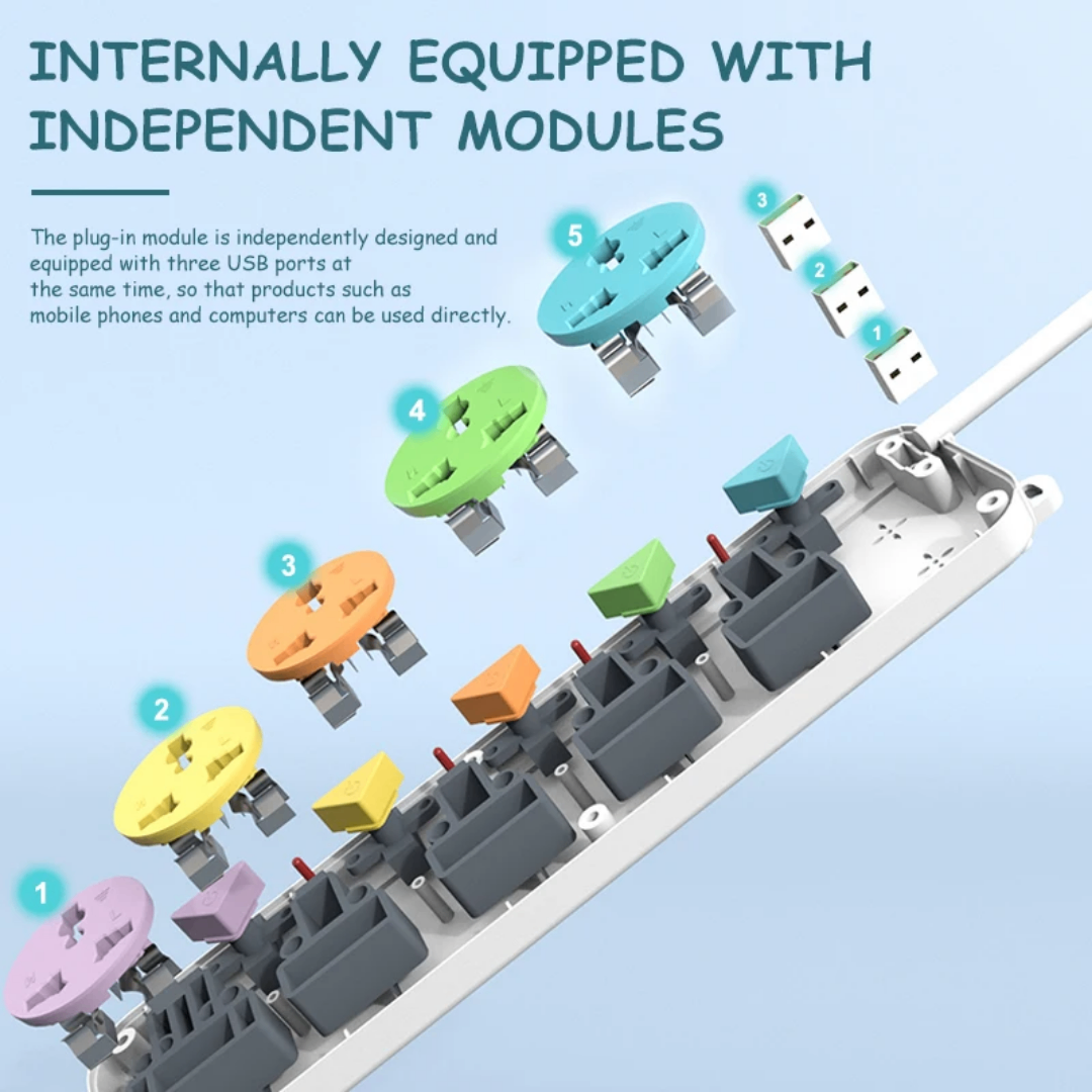 Multiprise multifonction colorée