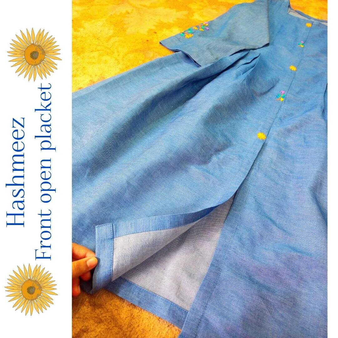 Denim shirt with colorful hand embroidery