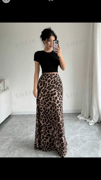 Jupe Longue Léopard Femme