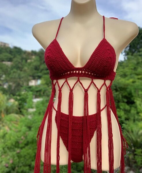 Bikini crochet rouge tendance