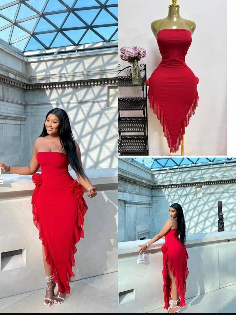 Robe Étagée Rouge Chic