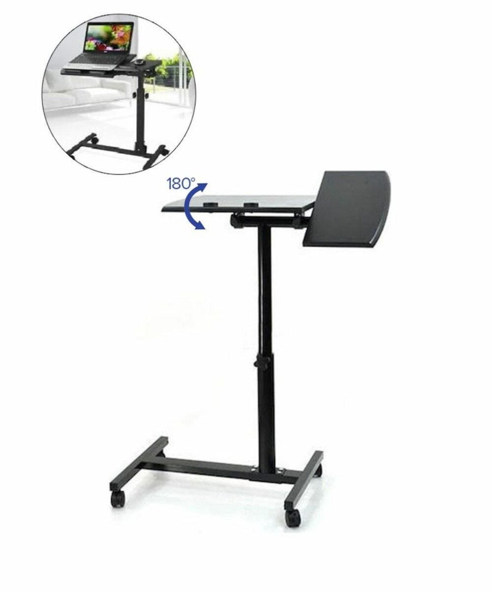 WOOD PANELS & STEEL FRAME LAPTOP TABLE WITH 4 LOCKABLE CASTE