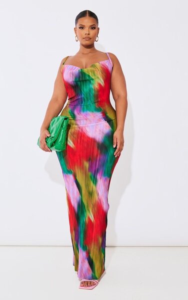 Robe plissée multicolore