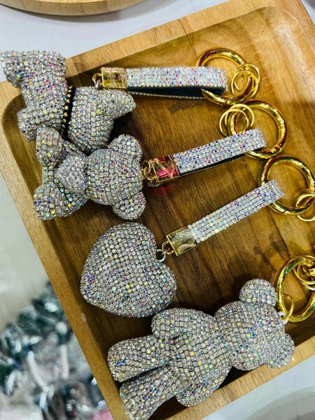 Women's keychain with rhinestones