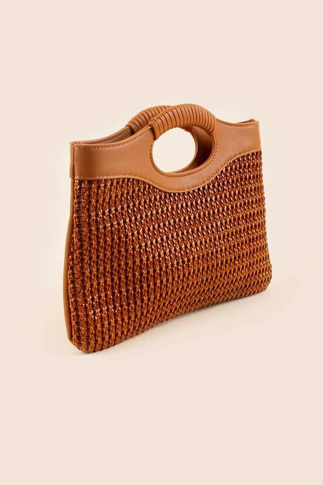 MARIAM SOFT STRAW CUT OUT HANDLE TOTE