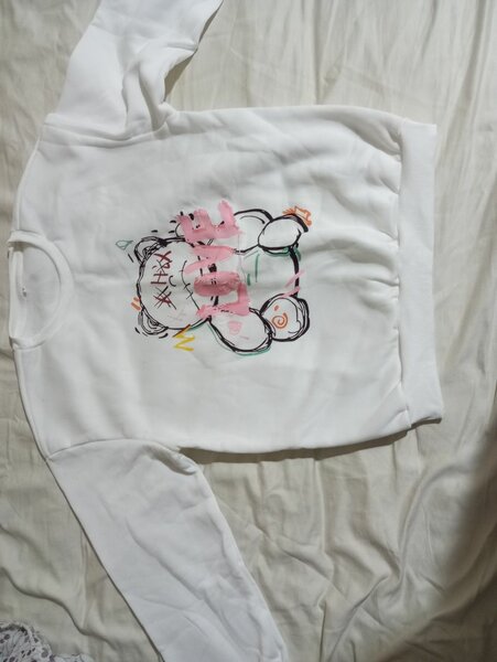 Sweat-shirt blanc dessin animé