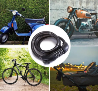 5 Digit Code Bike Lock Coiling Resettable Combination Cable Bike Locks Anti Theft Cycling Password Lock - Black