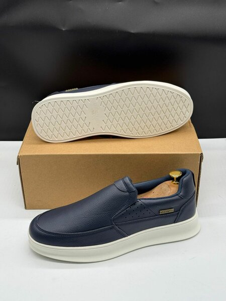 Mocassins homme en cuir bleu