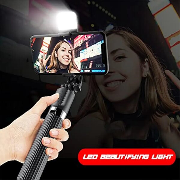 Q07 Bluetooth Selfie Stick with Light & Remote Control