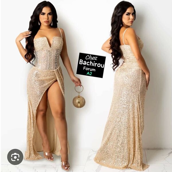 Robe Longue Pailletée Fendue