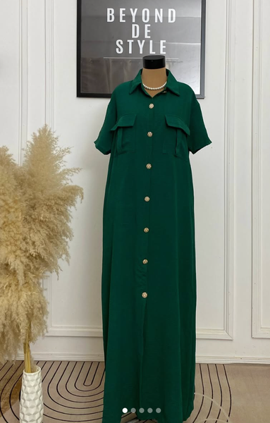  ELEGANT BUTTON FRONT MAXI SHIRT DRESS.