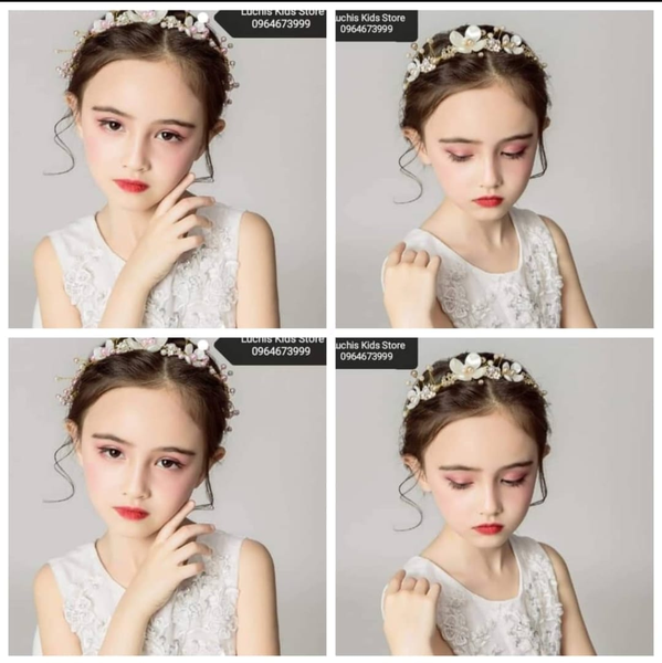 Girls' floral headband with beads