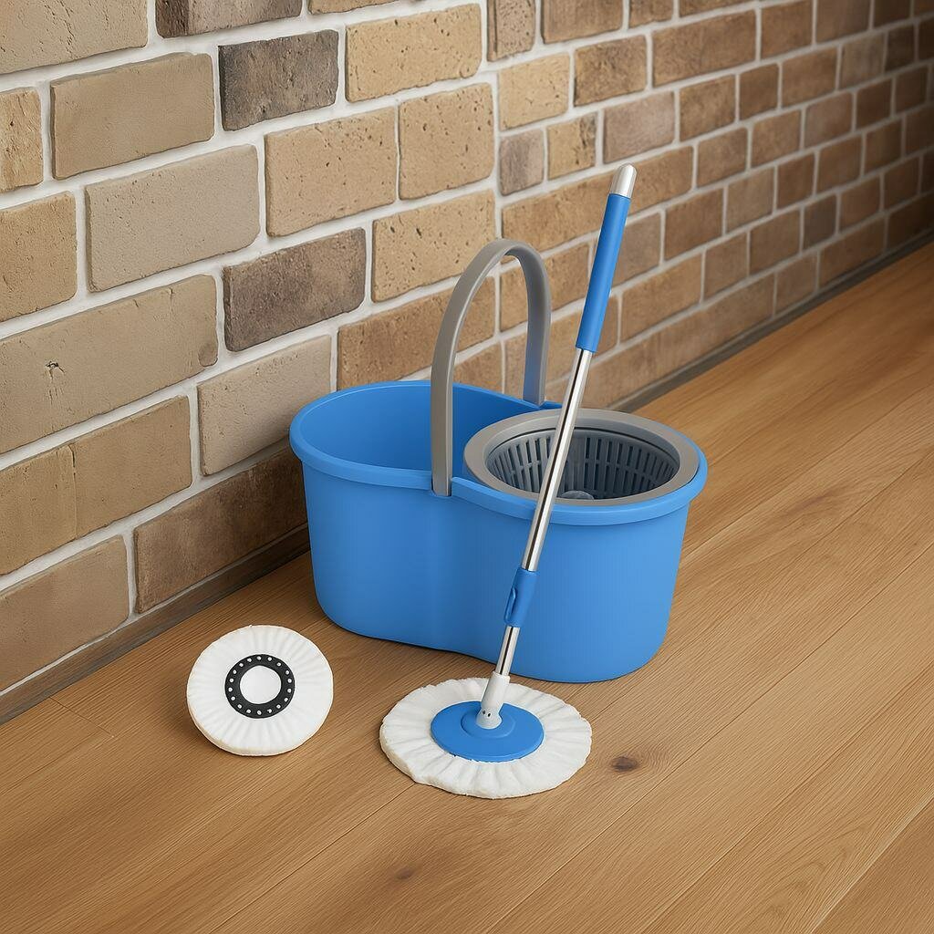 Balai à franges avec seau rotatif