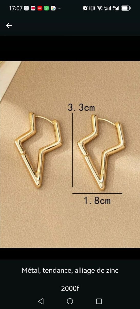 Boucles d'oreilles éclair moderne