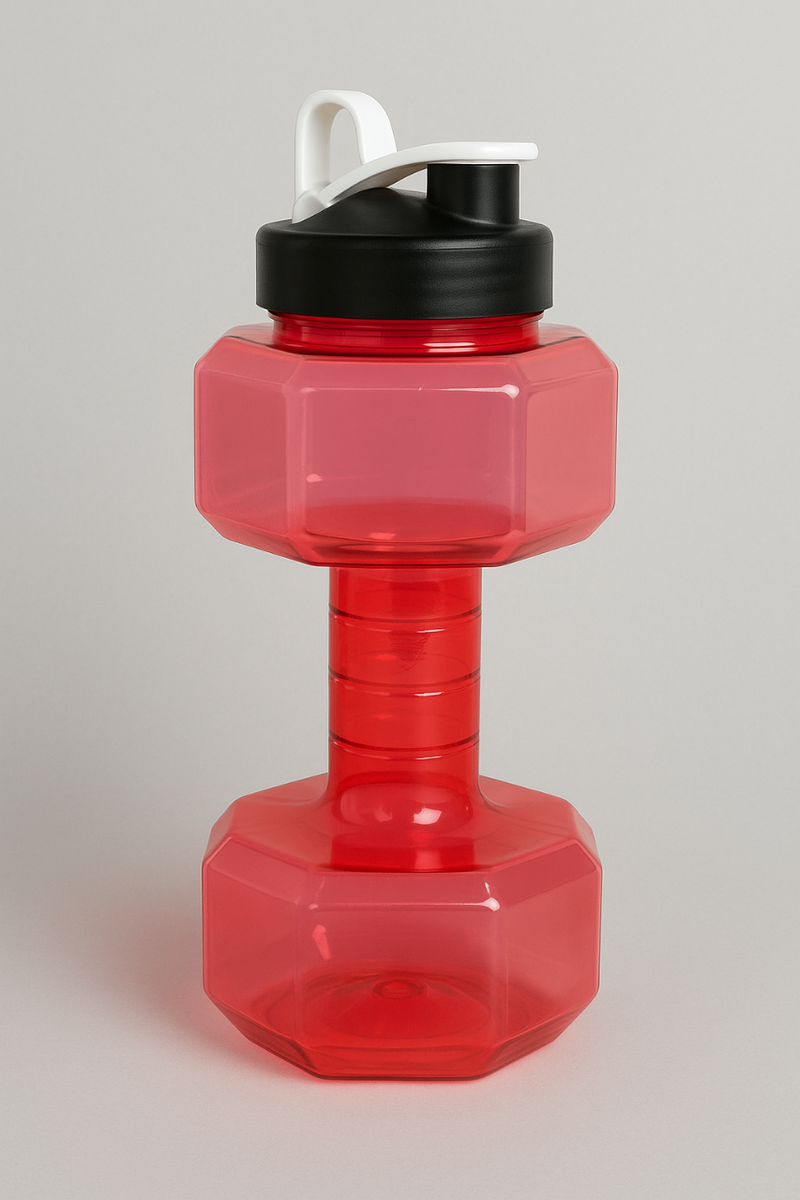 Gourde haltère fitness rouge