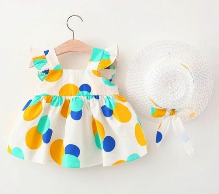 Cute girl 2 piece dress with Cap