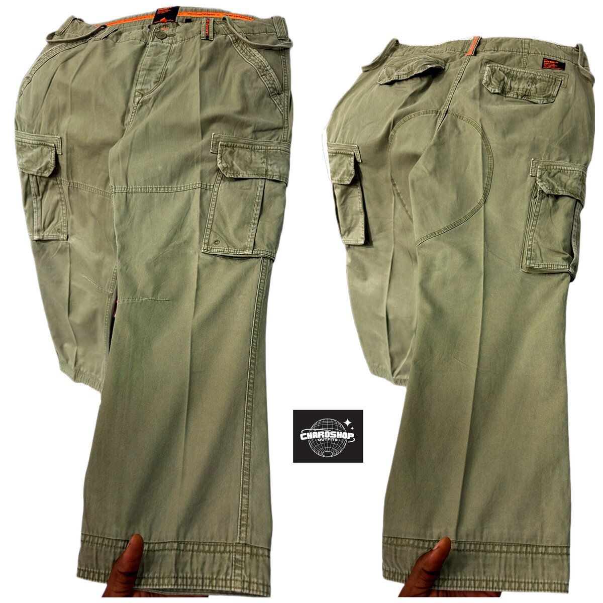 Pantalon cargo vert robuste