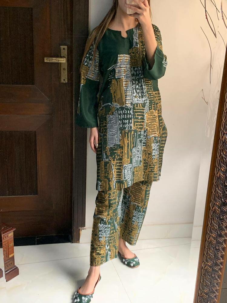 2pc stitched lawn printed