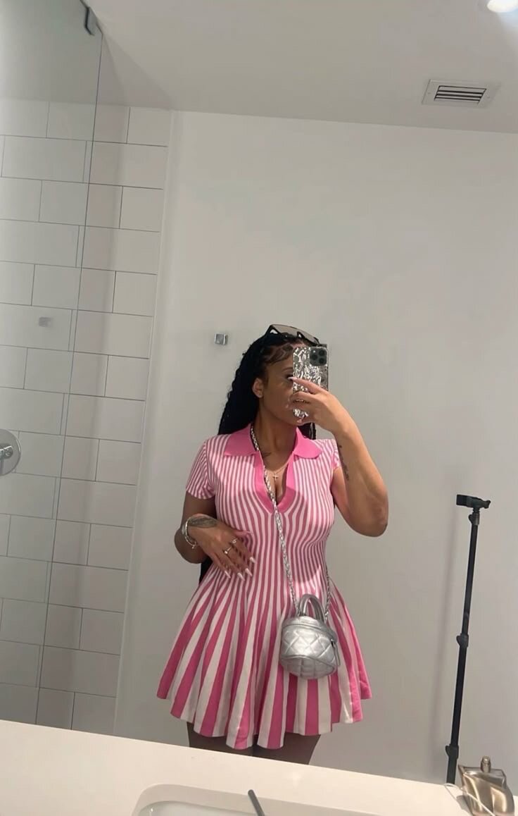 Dress with gathered down