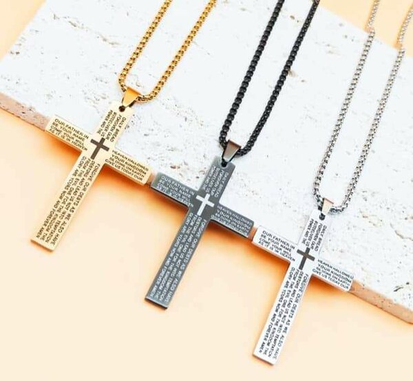 Engraved Cross Pendant Necklace