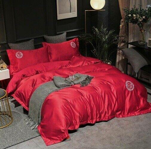 Satin Bedding Set Princess Silky Bed Linen 4Pcs Silk/Cotton