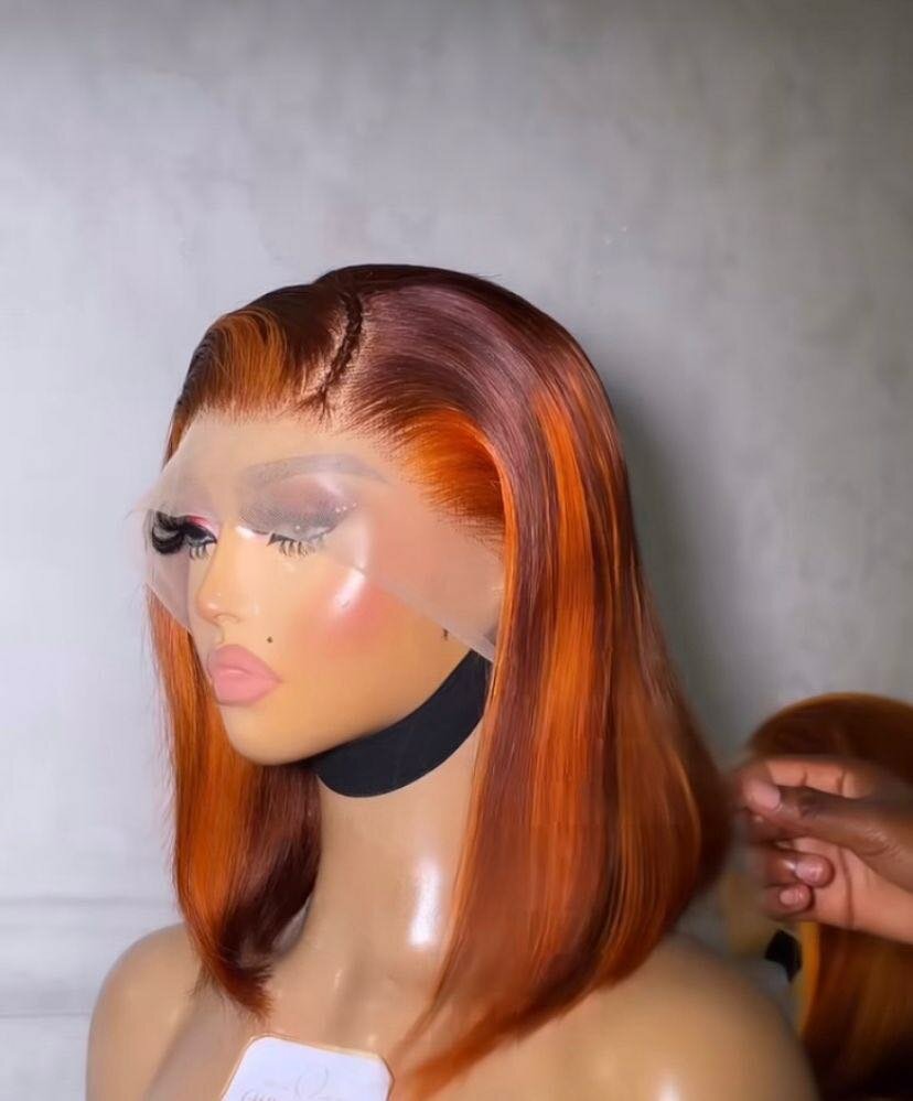 100 human hair double drawn full frontal bob