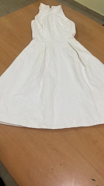 WHITE FLARE DRESS UK 6 (THICK)