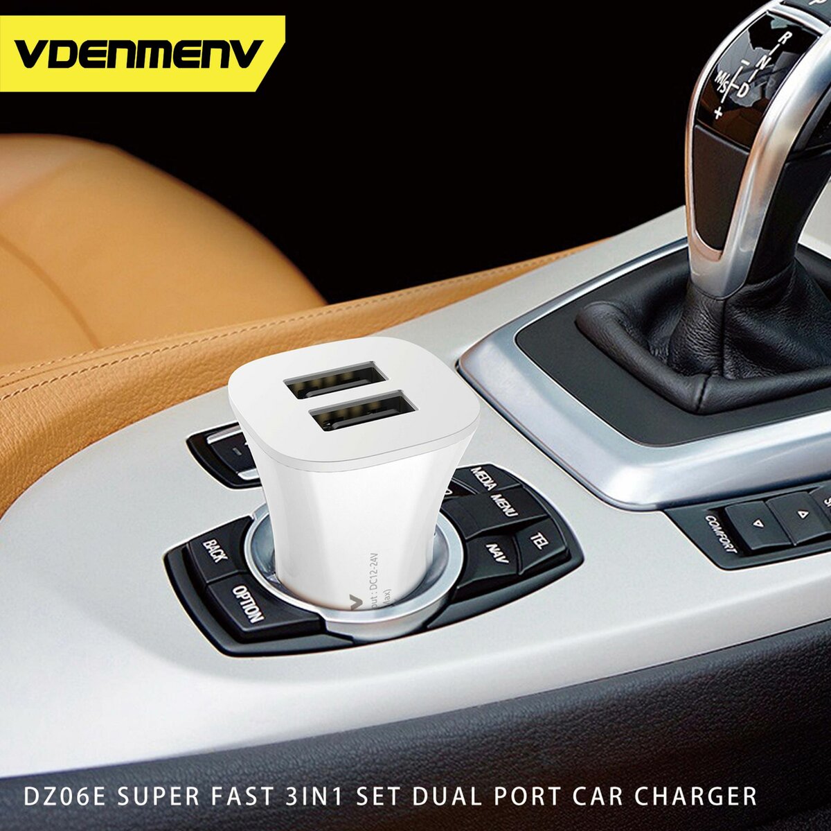 Super Fast 3 In 1 Car Charger 3.1A - 15W max 12V-24V