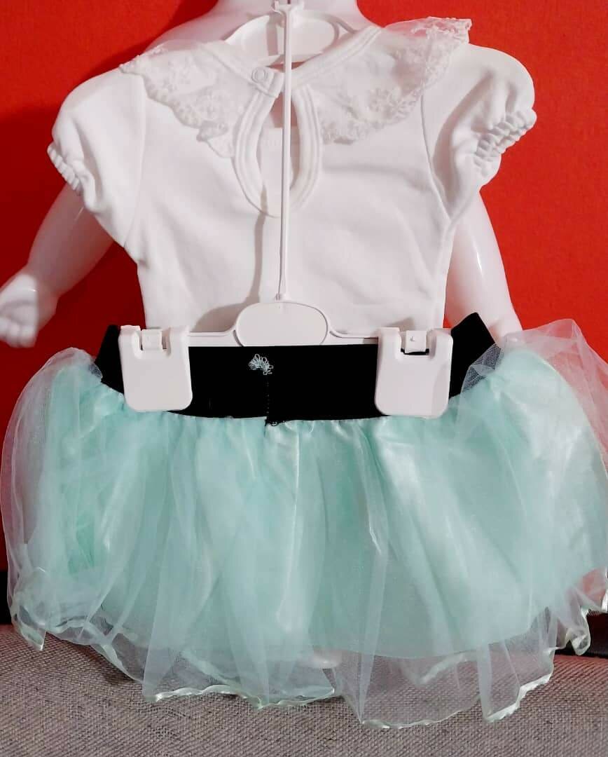 Ensemble fillette body et tutu blanc vert