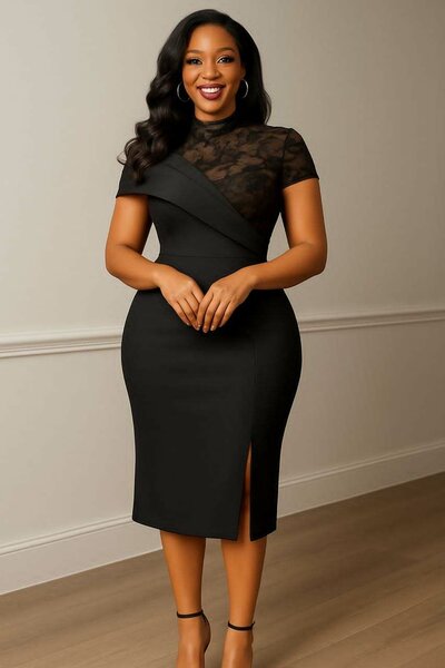 Robe noire élégante à dentelle